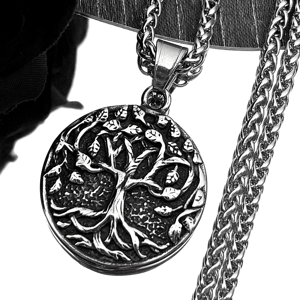 

Tree Of Life Dark Chain For Women Men Stainless Steel Black Faith Amulet Male Punk Nature Pendant Necklace Jewelry Accessory
