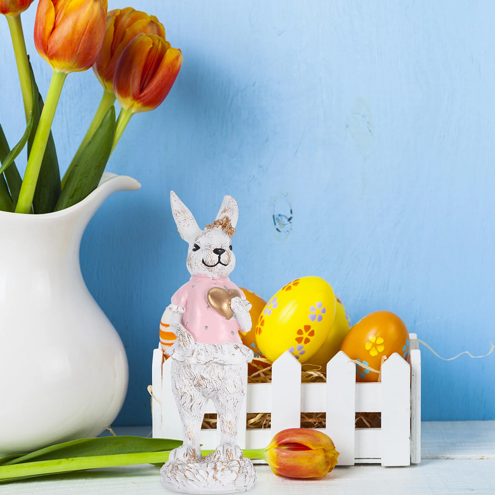 

Easter Bunny Resin Statue Cute Rabbit Tabletop Decoration Home Office Spring Festive Decor Bunny Decor Easter Table Decoration