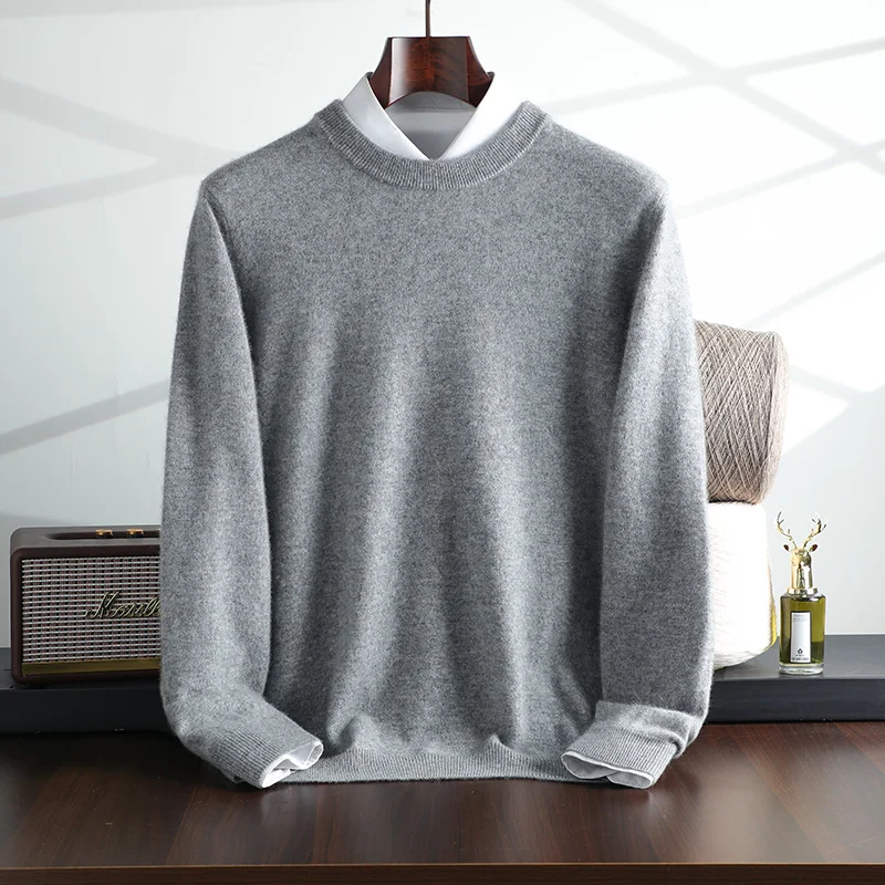 Autumn and Winter New Collection {100% Cashmere} Men\'s Cashmere Hot Selling Round Neck Casual Solid Color Knitted Sweater for Me