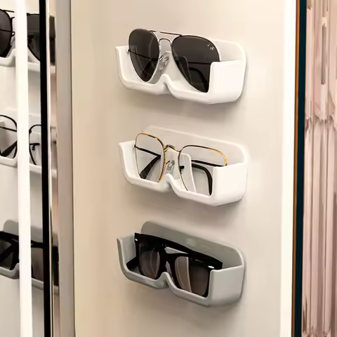 Punch-free Glasses Storage Box Wall Mounted Plastic Myopia Glasses Display Rack Space Saving Self-adhesive