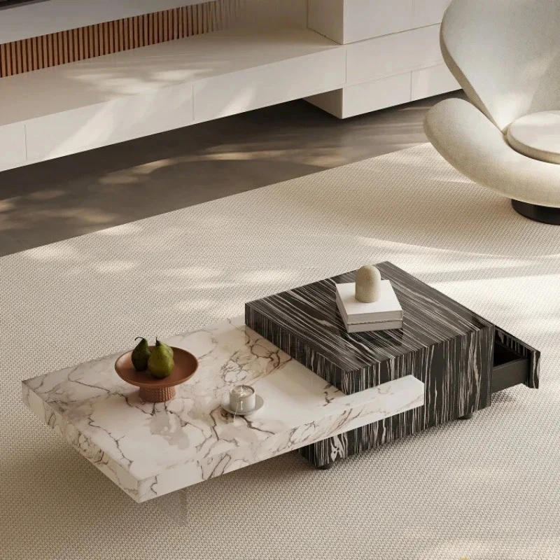 

A15 Итальянский минималистичный журнальный столик Каменная тарелка Гостиная Домашняя маленькая квартира Дизайнерский простой высококачественный прямоугольный телескопический