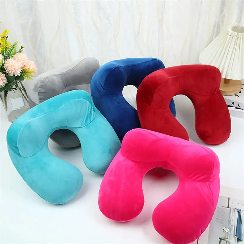 U-shaped Neck Pillow Inflatable Fatigue Relief Travel Pillow Flight Headrest Sleep Two-in-one U-shaped Cushion For Plane