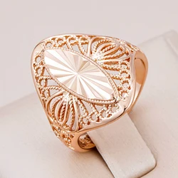 Kinel Fashion Creative Carving Glossy Rings for Women Unusual 585 Rose Gold Color Ethnic Bride Vintage Wedding Jewelry