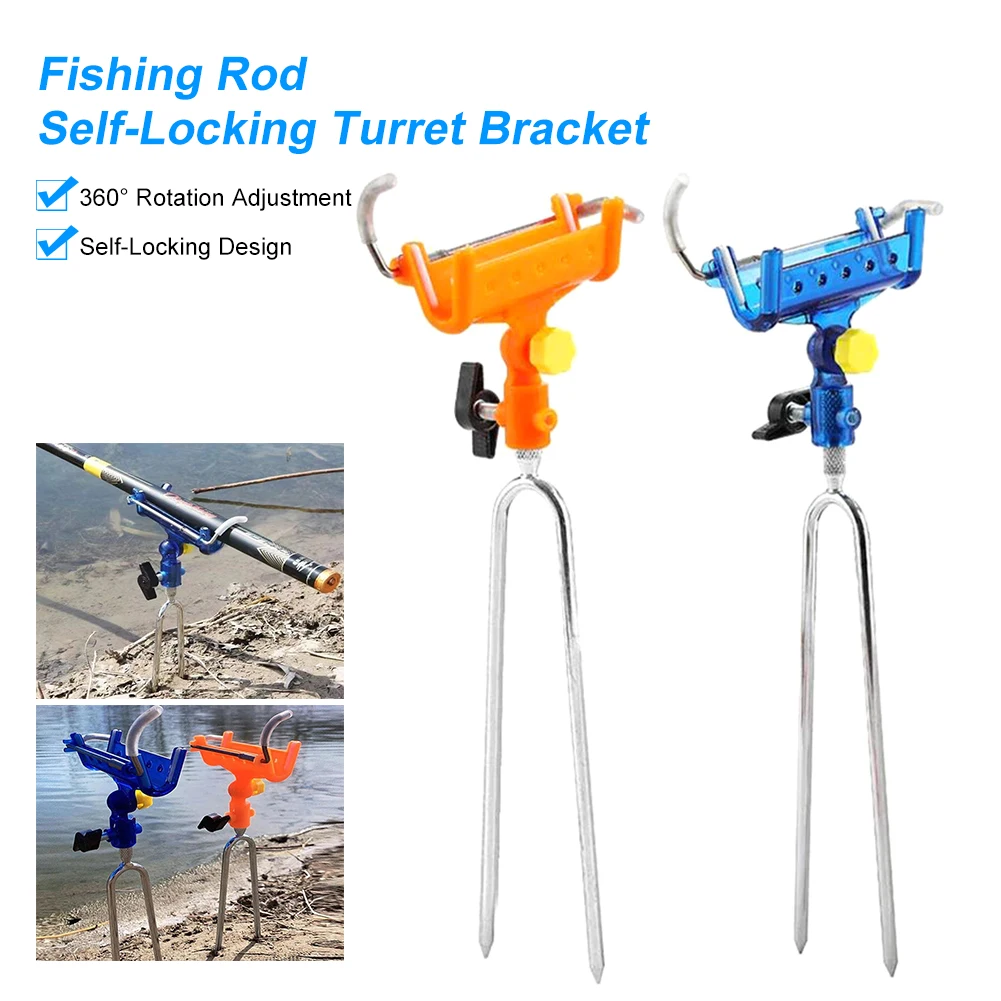 

360 Degree Adjustable Fishing Rods Holders Self-Locking Fish Pole Bracket Ground Bank Fishing Rod Rack Stand Fish Pole Holder