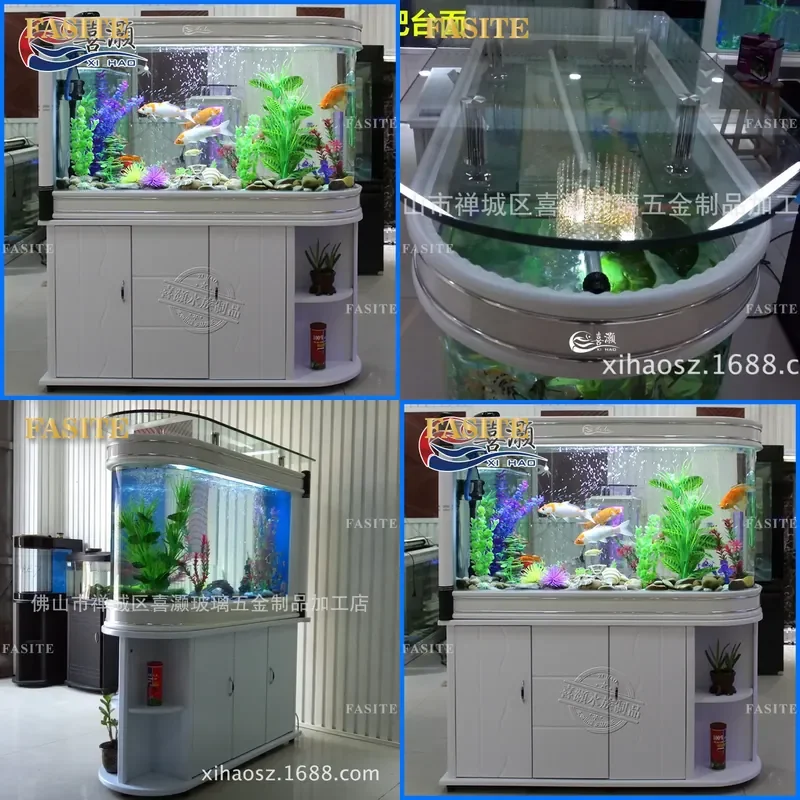 For 1m Aquarium Ultra White Glass Fish Tank with Bottom Filter Large Screen Bullet Shape Eco Friendly Medium Size Home Decor
