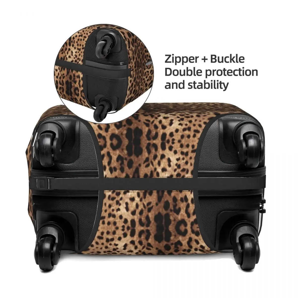 Custom Leopard Print Travel Luggage Cover Elastic Animal Skin Suitcase Cover Protector Fit 18-32 Inch