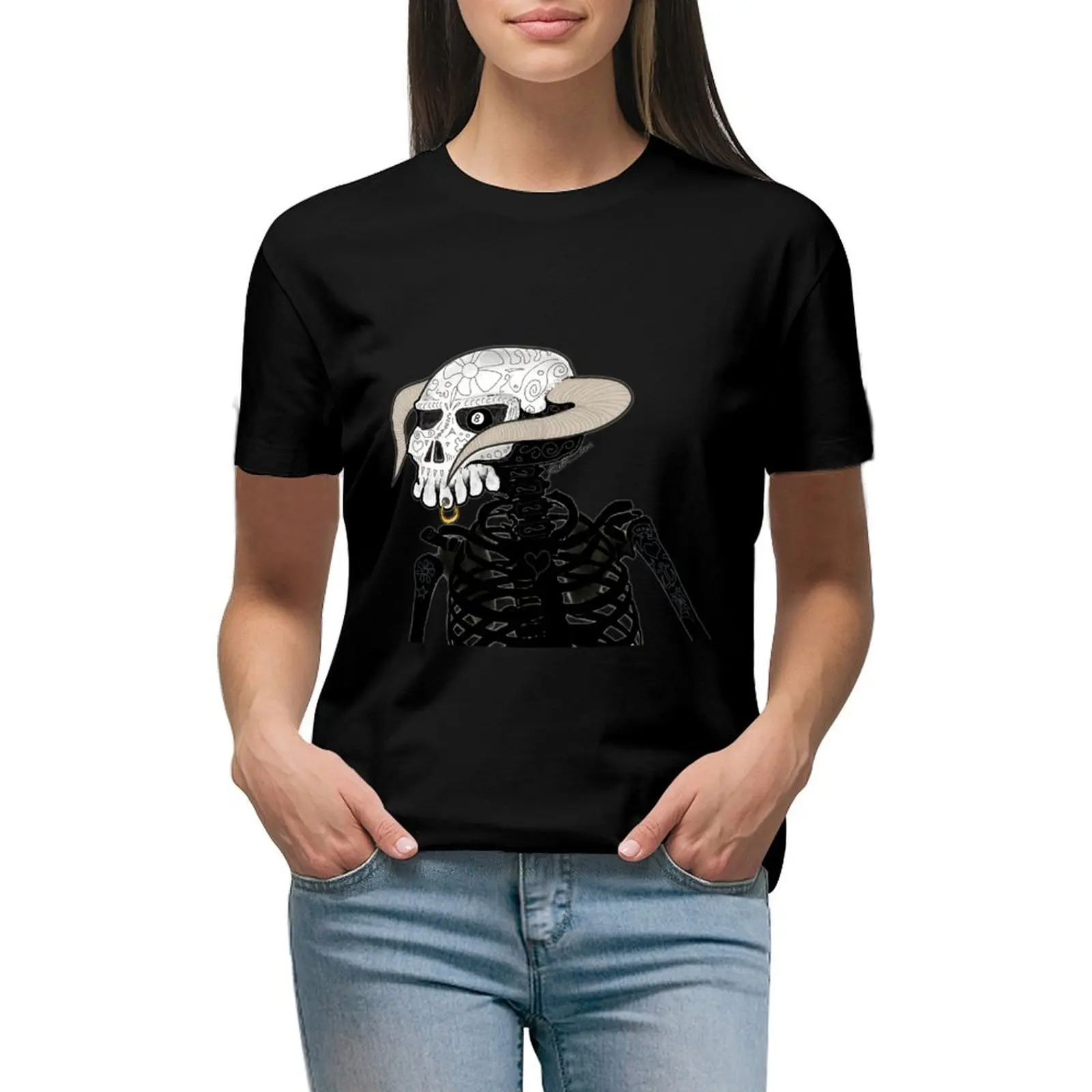 

Horny skeleton T-shirt Aesthetic clothing funny t-shirts for Women cotton