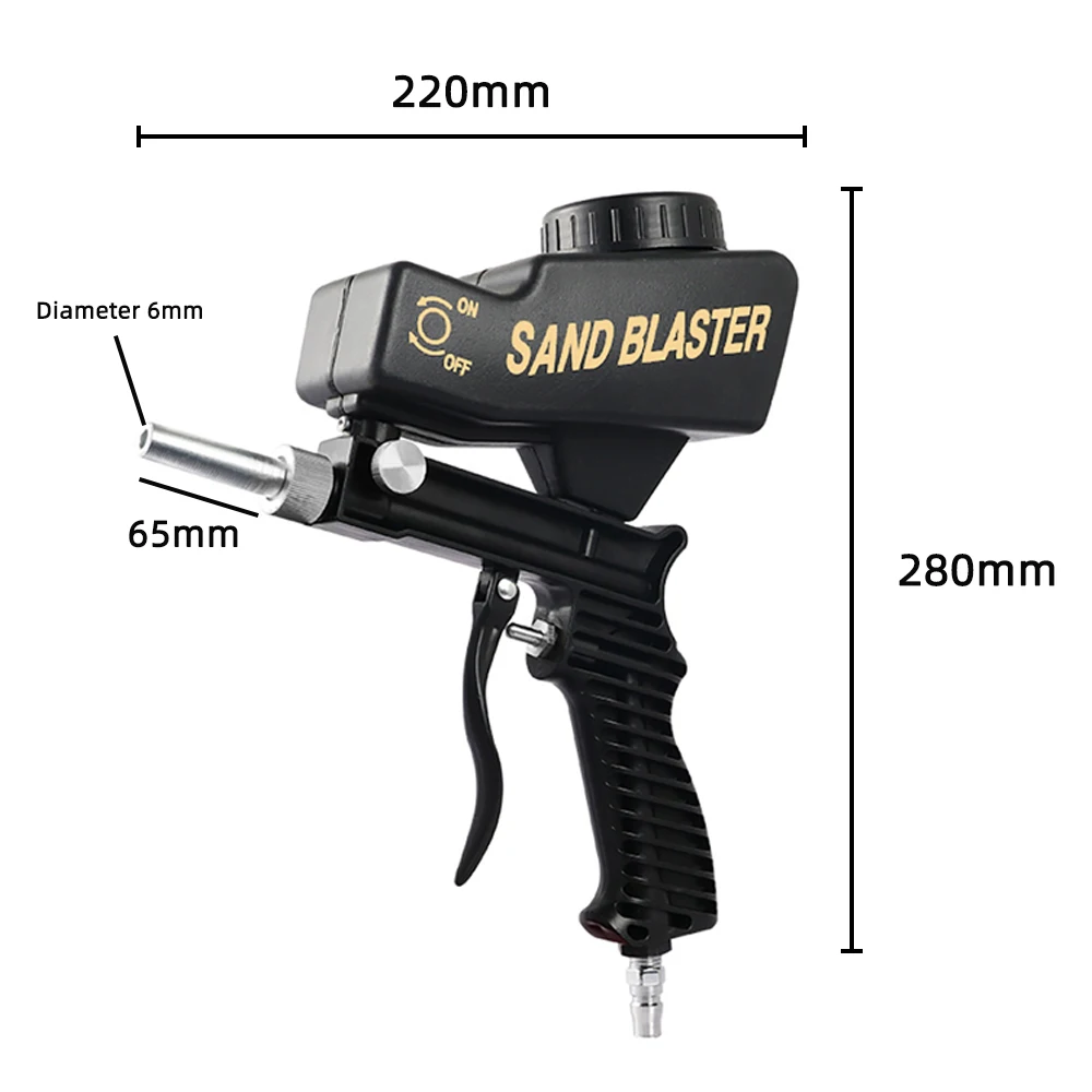 Adjustable Sandblasting Gun 90 Psi Portable Sand Blaster Paint Spray Machine Gravity Pneumatic Small Handheld Blasting Gun Set