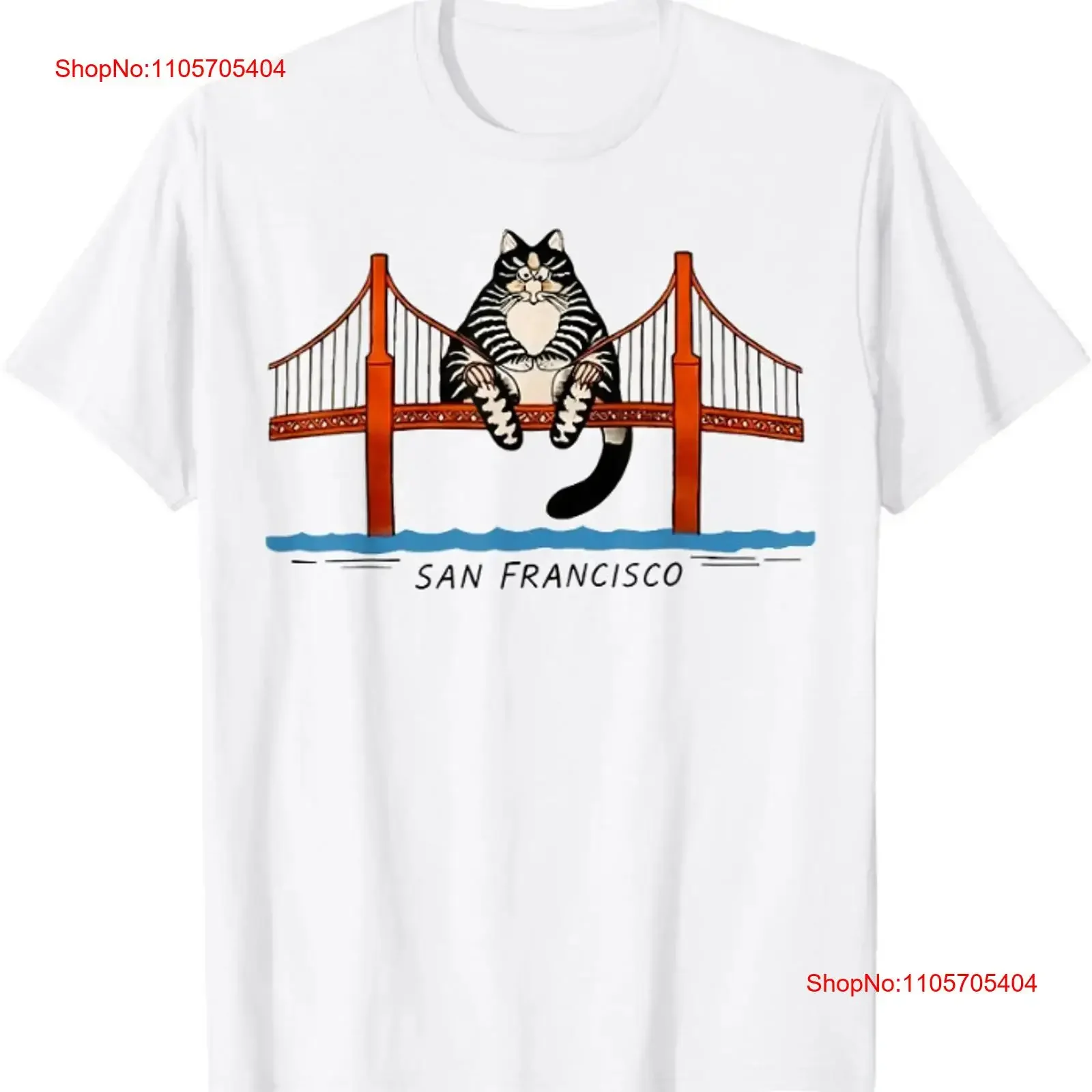 San Francisco Cat Golden Gate Bridge Book Lover T Shirt long or short sleeves vintage Washed Stretched Breathable Slightly
