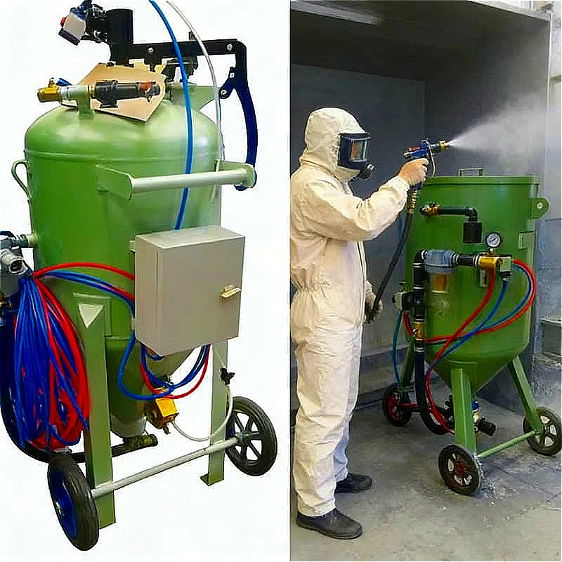 External Wall Derusting Wet Water Type or Dry Type Sand Blaster Pot/Sandblasting Cleaning Equipment Sand Blasting Machine Sale