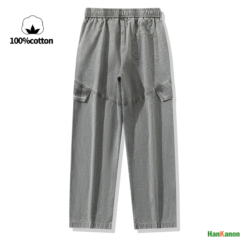9XL-L  Men's Plus-Size Loose Wide-Leg Workwear Pants in American Retro Style  Outdoor Leisure Long Trousers for Big & Tall 150KG