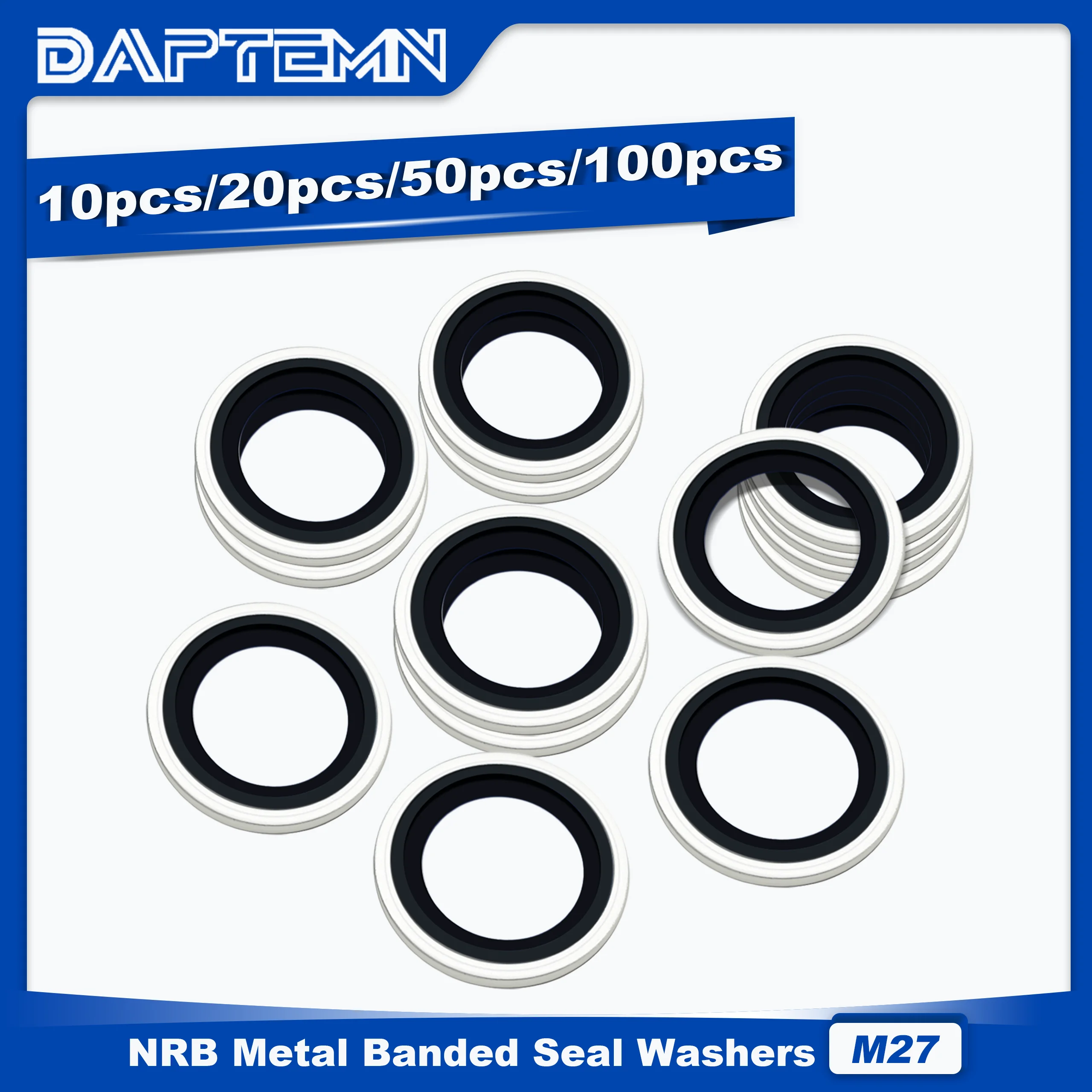 

M27 Bonded Sealing Washers, NBR Zinc-Plated Automotive Self-Centred Seal Rubber Washer, Crash Washers 10PCS 20PCS 50PCS 100PCS