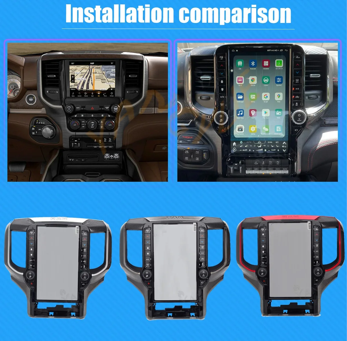 8+128GB Android 12 Car Radio For Dodge Ram 1500 2500 3500 2019-2023 Carplay Android Auto 4G Car multimedia player GPS QLED