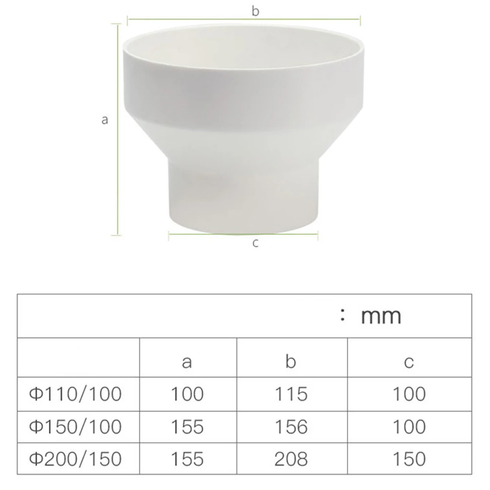 

Tapered Pipe to 150mm ABS Reducing Hose Ductwork Abs Plastic Reducing Pipe Adapter Kitchen Ventilator Compatible Durable Design