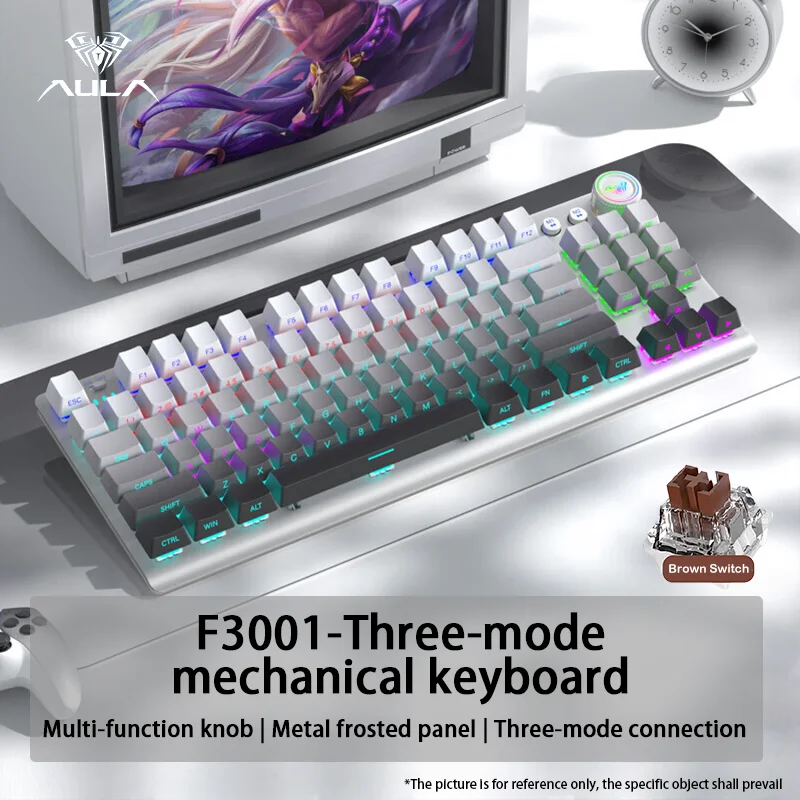 AULA F3001 87 キー トライモード メカニカル キーボード RGB