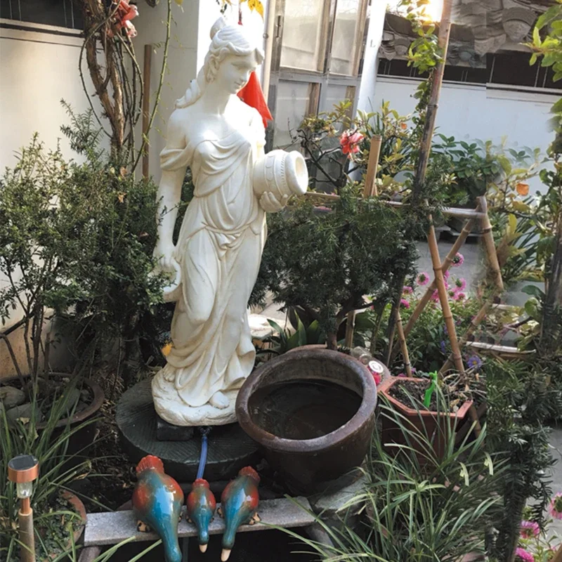 European-style flowing water figure statue lady fountain ornament courtyard pool home water feature wedding props