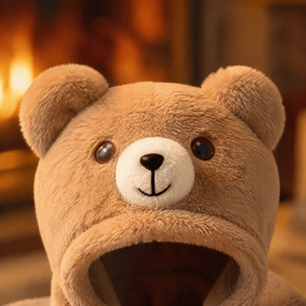 New Thickening Integrated Scarf Hat Windproof Fluffy Soft Winter Beanie Hat Warmth Cartoon Bear Earmuffs Hat Outdoor Play