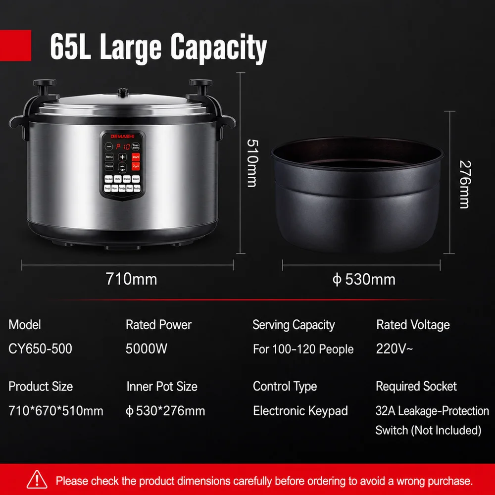 Commercial Electric Pressure Cooker Large Capacity Ultra-Size Digital Touchscreen 5000W Multi-functional Rice Steam Cooker