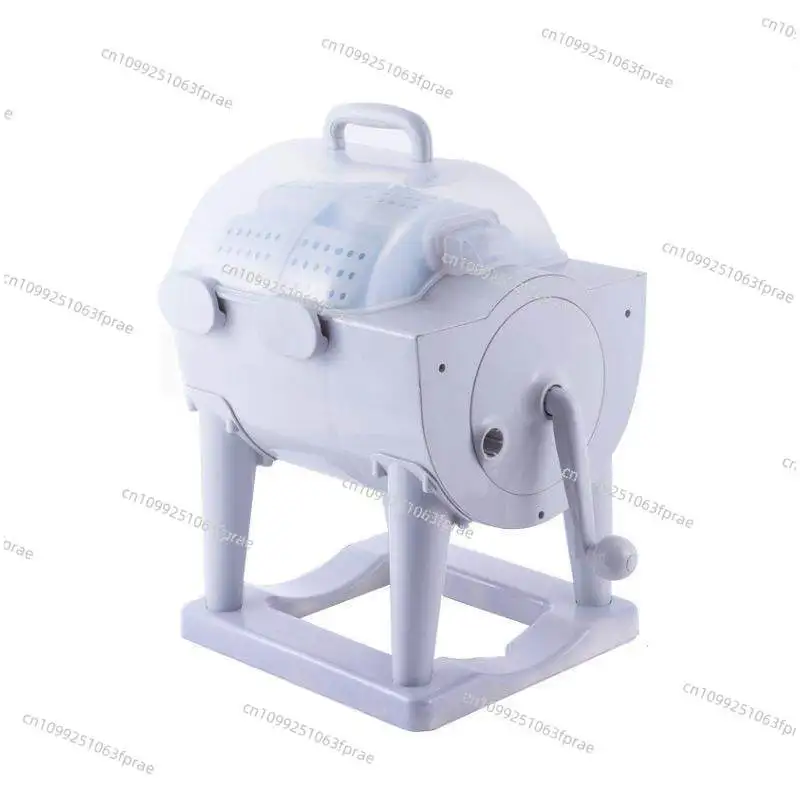 Double Bucket Hand Crank Manual Washer, Portable Clothes Wringing Dehydration Tool for Dorm and Household Use
