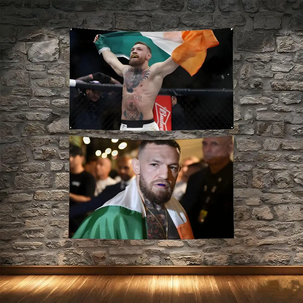 Crown Gorilla Tattoo C-Conor M-McGregor Flags Tapestry Creative Pattern Photo Wall Art for Living Room Party Outdoor Decor
