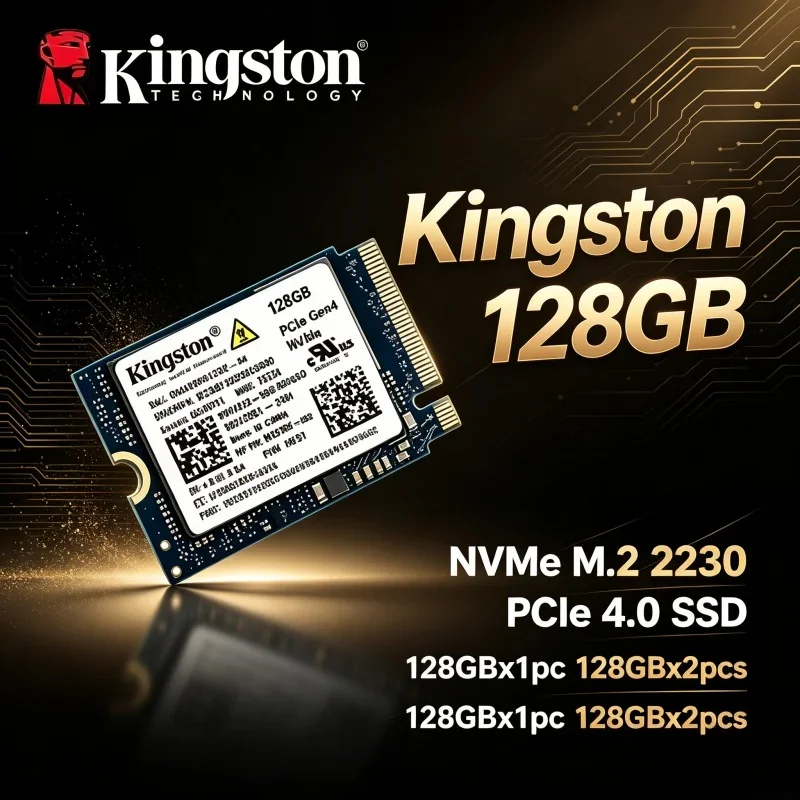 SSD Interno Kingston de 128GB M.2 2230 NVMe PCIe 4.0, SSD OEM em Lote, Atualização de Armazenamento Rápida e Confiável para Mini PC