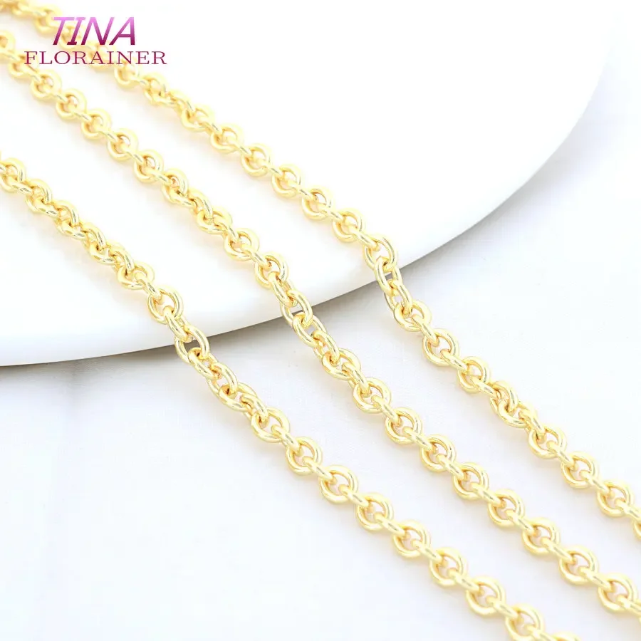 4*5MM 18K Gold Color Plated Stainless Steel Round Chains DIY Jewelry Findings for Necklace Bracelet Jewelry Making Components