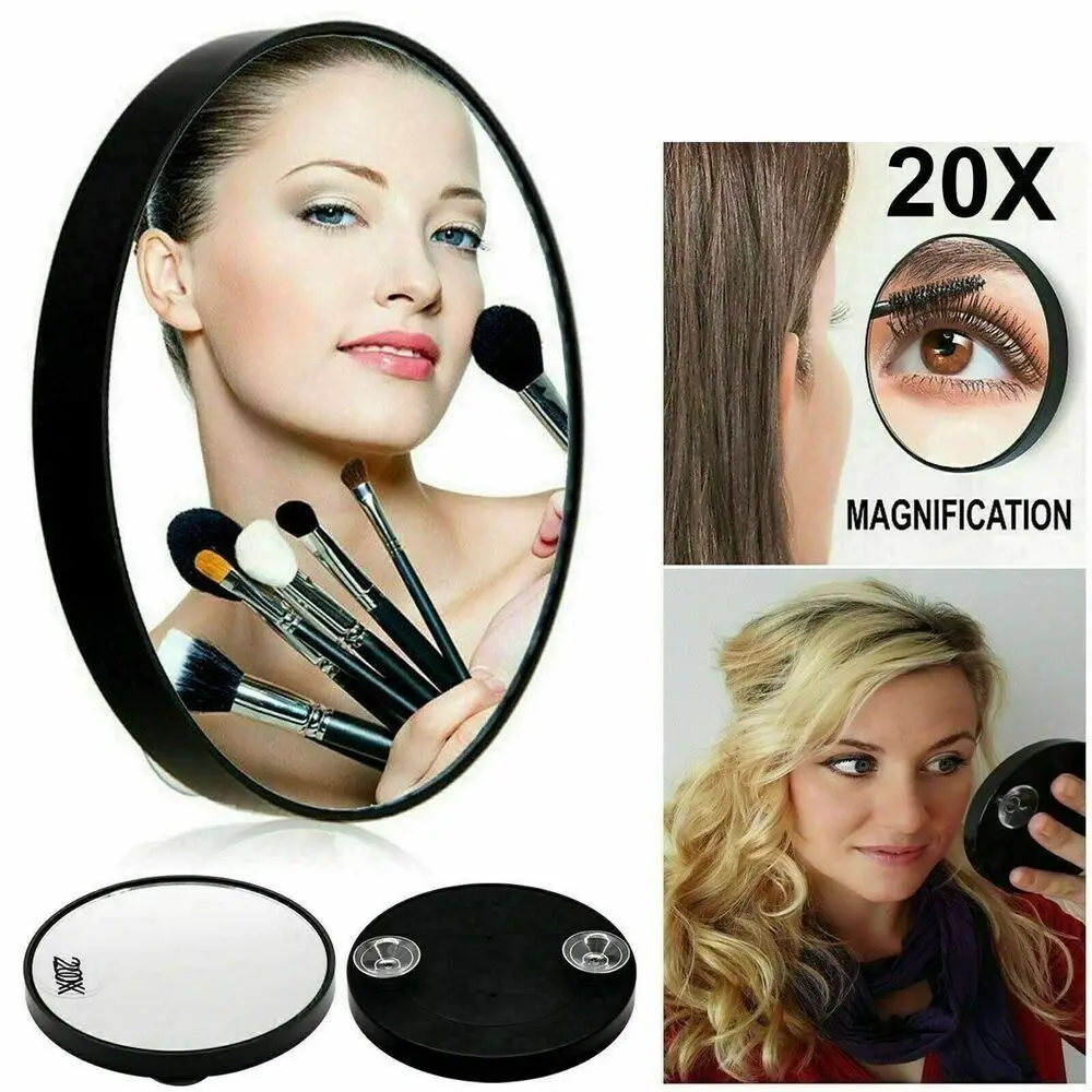 Miroir de maquillage portable pour femmes, outil de maquillage, forme ronde, grossissant 10/20/30x, ABS, blanc, cosmétique