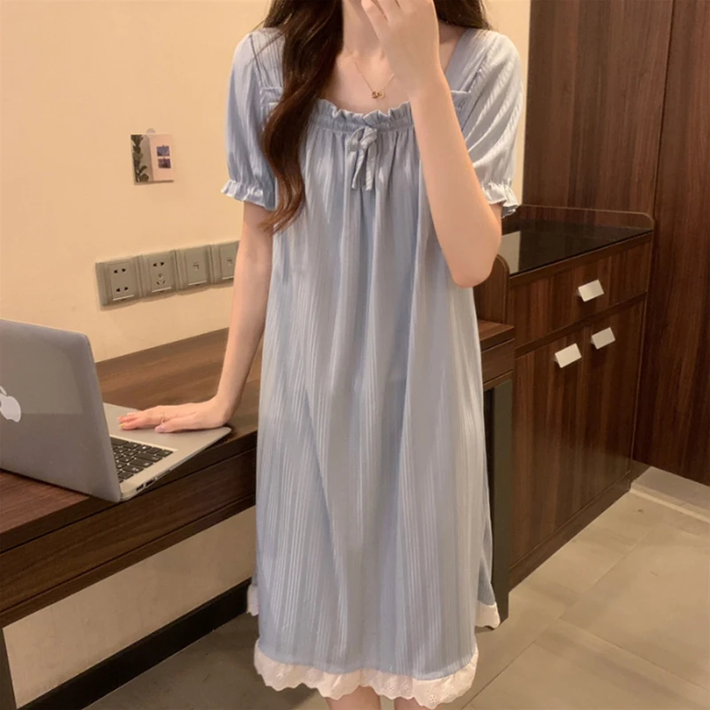 

Non-Cotton ort Sve Women's Spwear Set Summer Home Clothes Large Size Cute Nightgown JIFANPAUL Brand One-Piece Dr