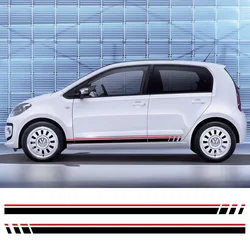 Car Door Racing Stripes Vinyl Decals Both Side Skirt Sticker Graphics Accessories For Volkswagen Up Hatchback Eco VW Move Up