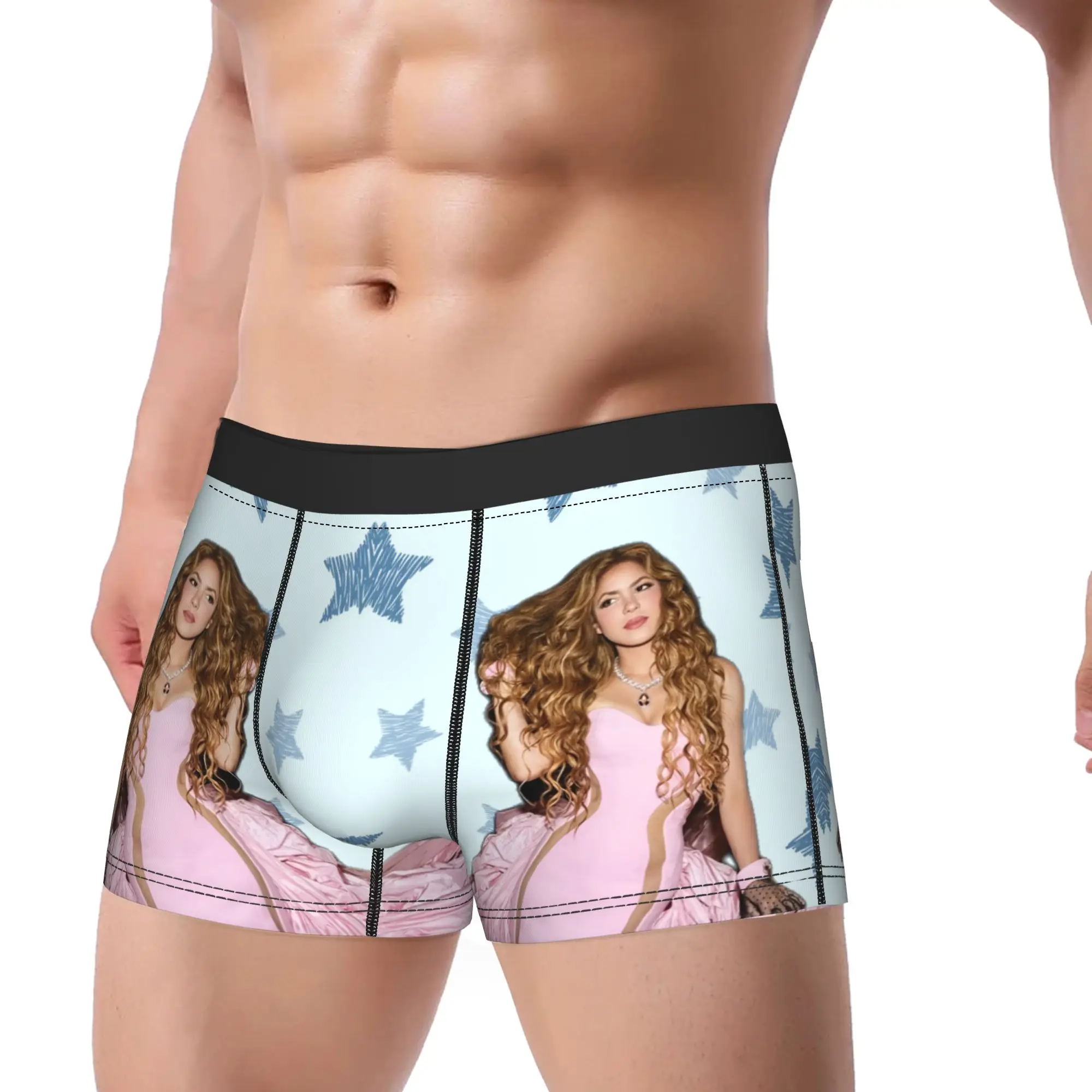 Men's Shakira Colombian Singer Underwear  Funny Boxer Briefs Shorts Panties Male Breathable Underpants Plus Size