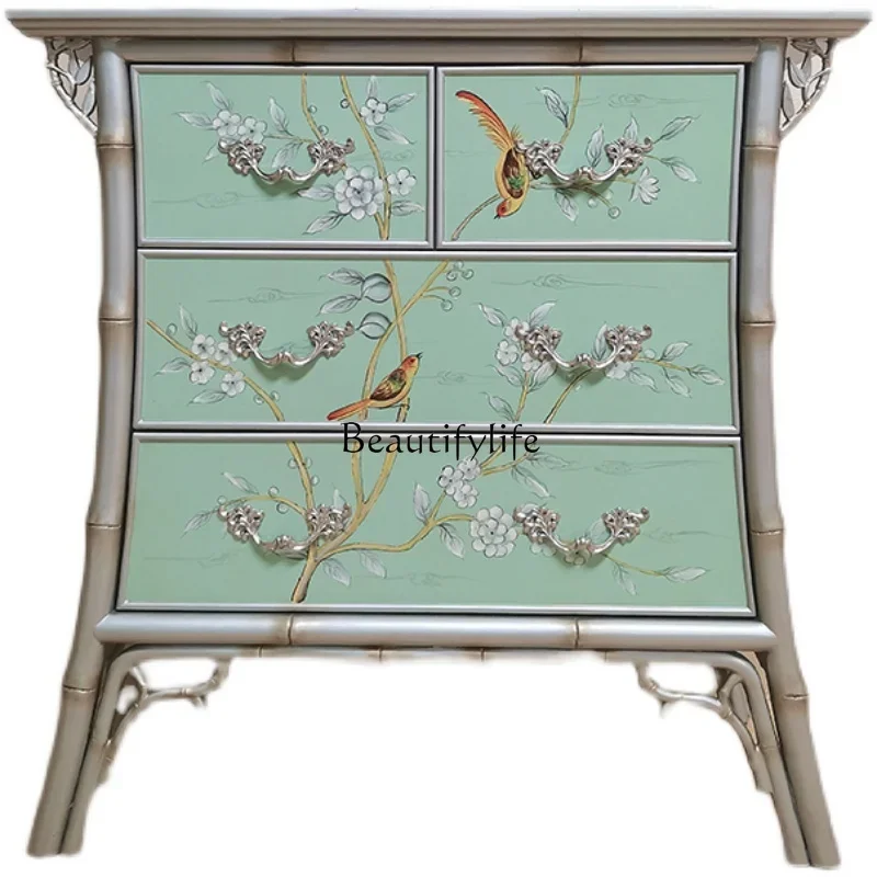 

American retro entrance cabinet painted home living room decoration dining side solid wood villa locker