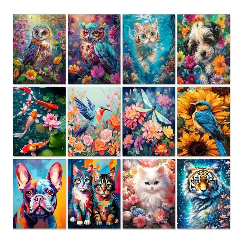 GATYZTORY 40x50cm Diy Painting By Numbers Frame Modern Flowers Animal Picture Coloring By Numbers For Adults Beginner Diy