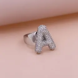 Men Women Silver Color Rings Fashionable Luxury Plated Gold Copper White Zircon Closed Rings Party Banquet  Versatile Jewelry