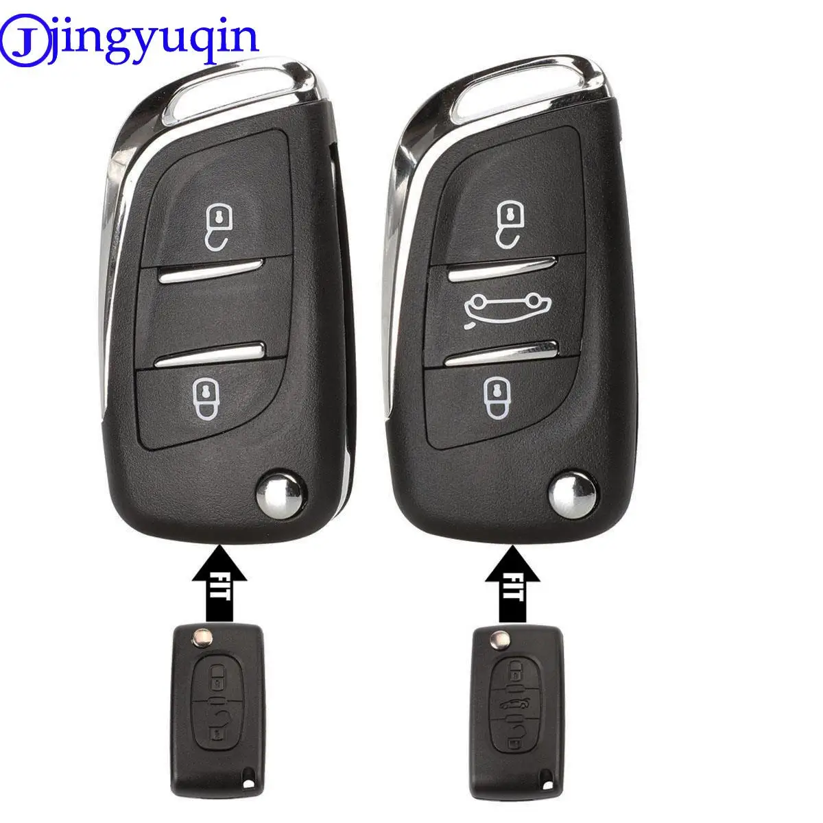 

jingyuqin 10ps CE0523 Modified Flip Folding Key Shell For Peugeot 306 407 807 Partner Remote VA2/HU83 Blade Entry Fob Case