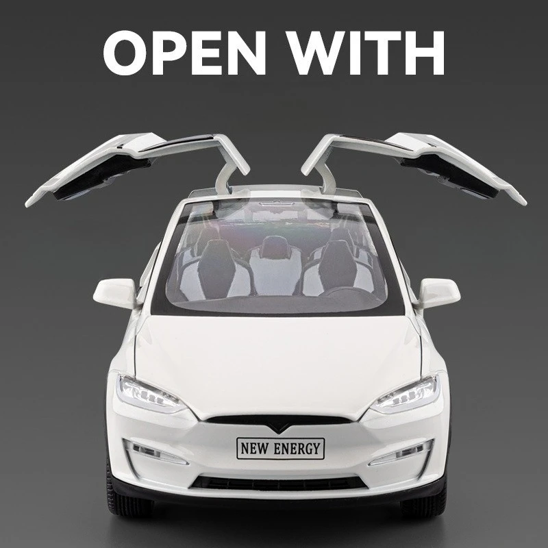 

Large 1:24 Tesla MODELX alloy car new energy model simulation gull wing door return light car model child gift