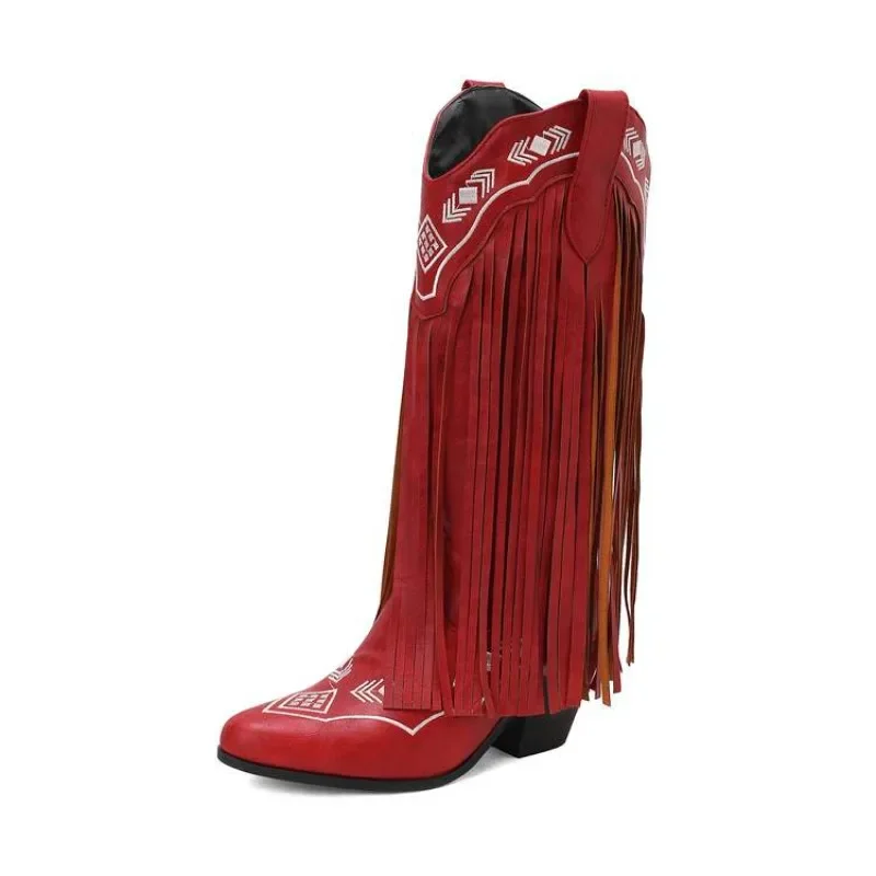 

Высококачественная осенне-зимняя женская обувь. Женская обувь на толстом каблуке с дизайном. Модные зимние ботинки для женщин с дизайном кисточек.