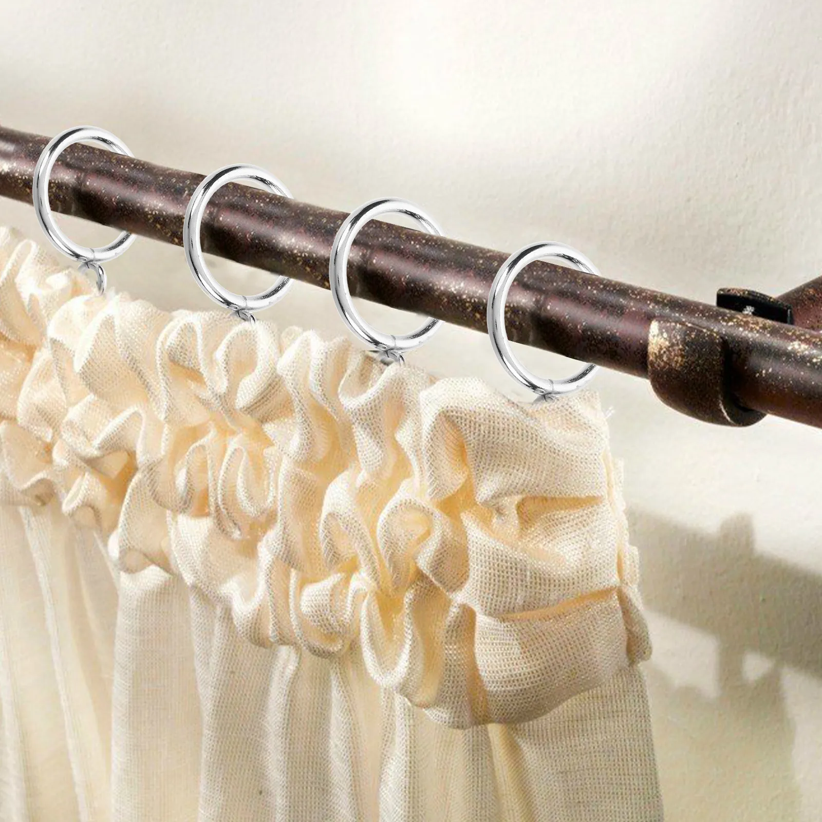 10Pcs Metal Curtain Rings Sturdy Drapery Rings Pre Drilled Eyelet for Curtain Rods Compatible with 28Mm Poles Metal Ring