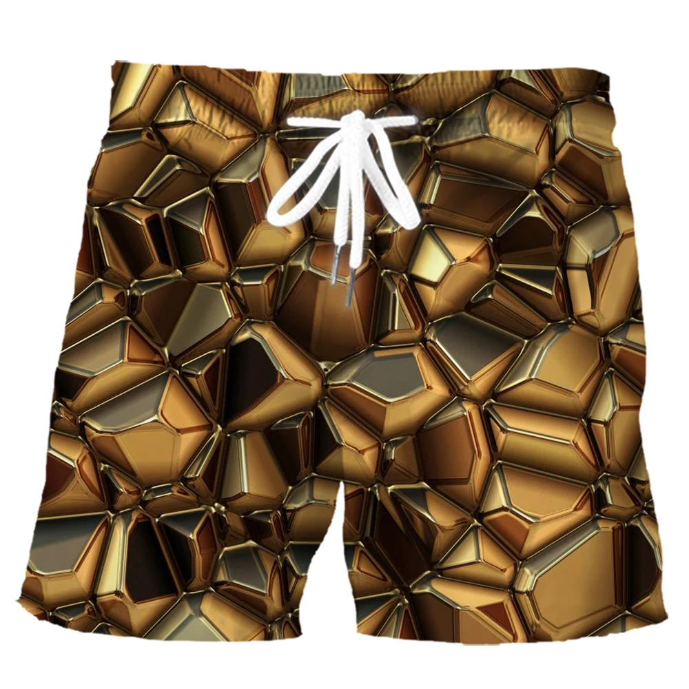 HX Fashion Mens Shorts Black Diamond Splicing 3D Printed Sports Wear Summer Casual Pockets Board Pants Men Clothing S-5XL