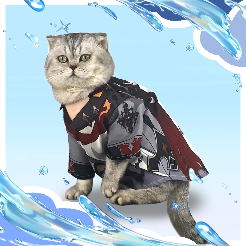 

Anime Genshin Impact Tartaglia Little Cat Clothes Cloak Hoodie Coat Cosplay Take Photo Props Dog Pet Supplies Cape Xmas Gifts