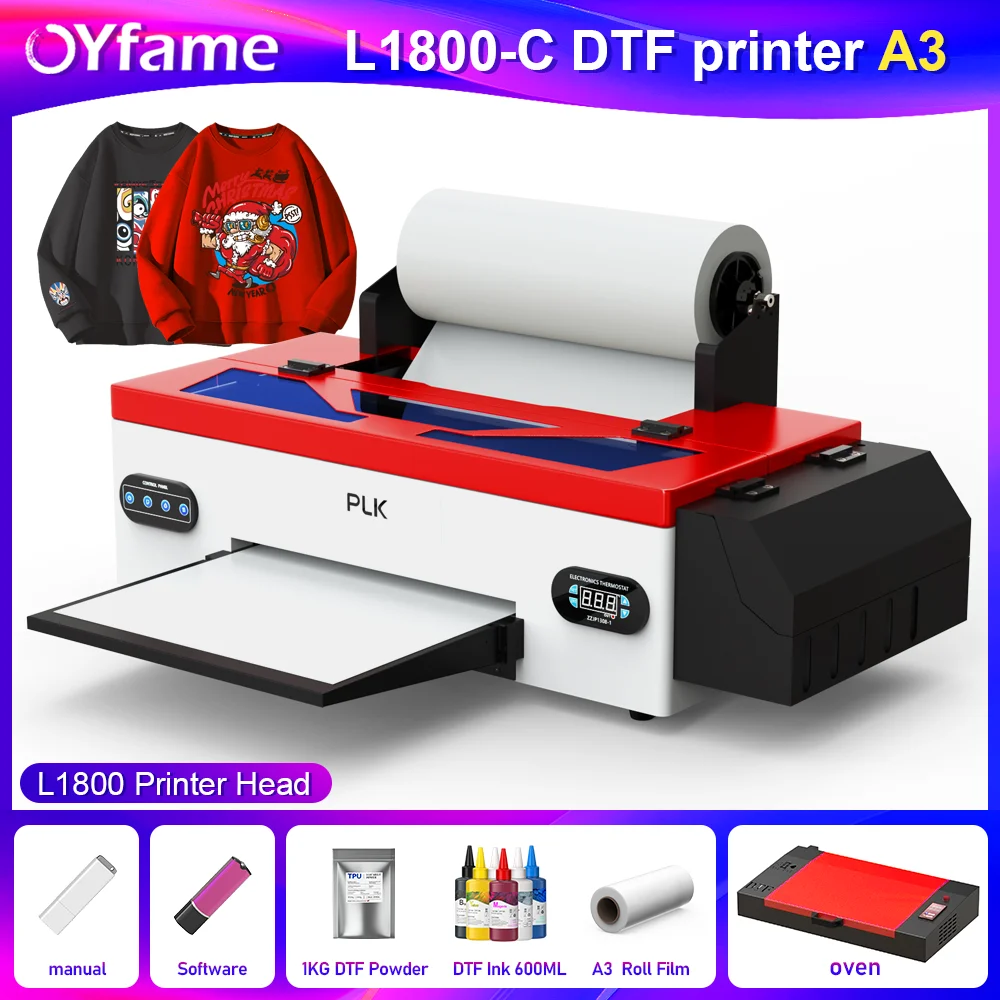 OYfame L1800 DTF Printer A3 impresora dtf Direct heat transfer film printer for A3 t shirt printing machine For jeans hoodies