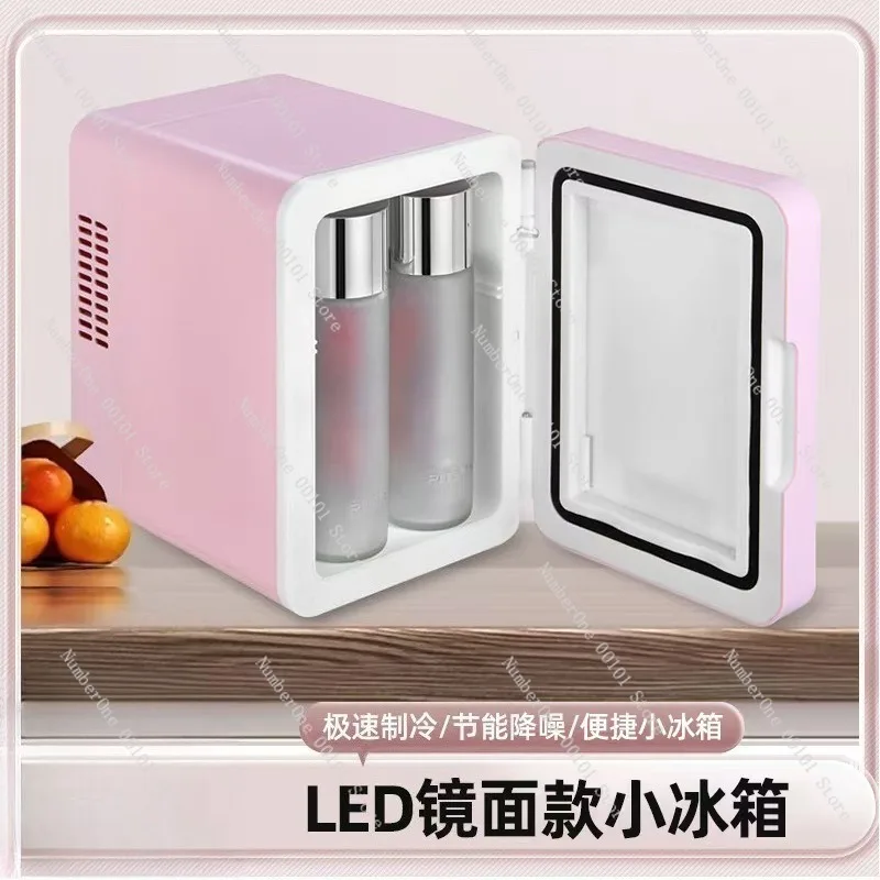 Portable 4L Mini Fridge with LED Mirror Three Level Brightness Adjustment Car Home Dual Use Cooling Heating Cooler Warmer