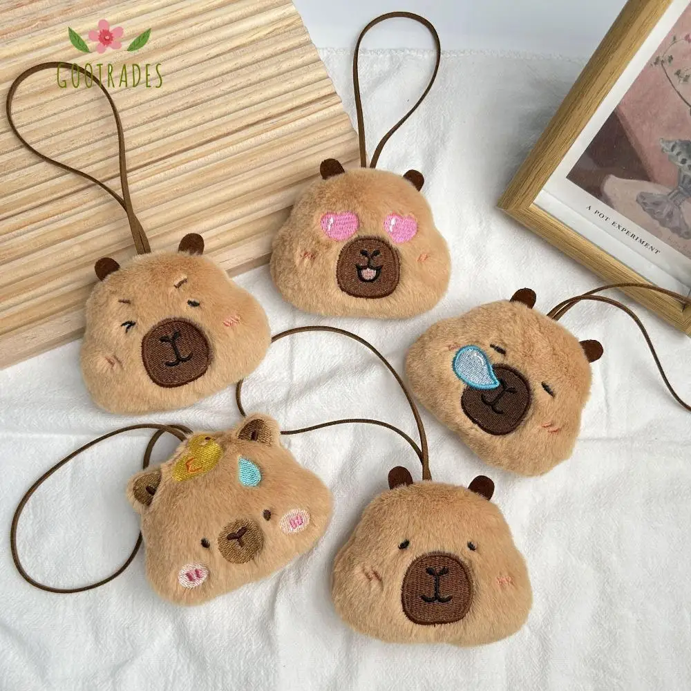 Porte-clés en peluche Capybara Squint pour filles, décor de clé de voiture, cœur bipeur, simulation de porte-clés, pendentif animal de dessin animé doux