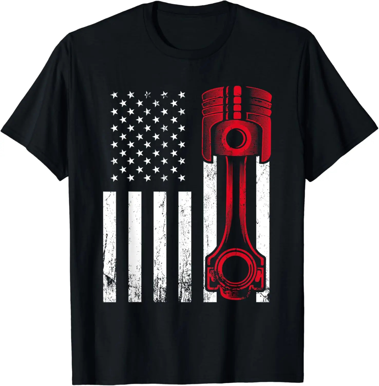 

Car Enthusiast - American Flag Piston Muscle Car Gift T-Shirt