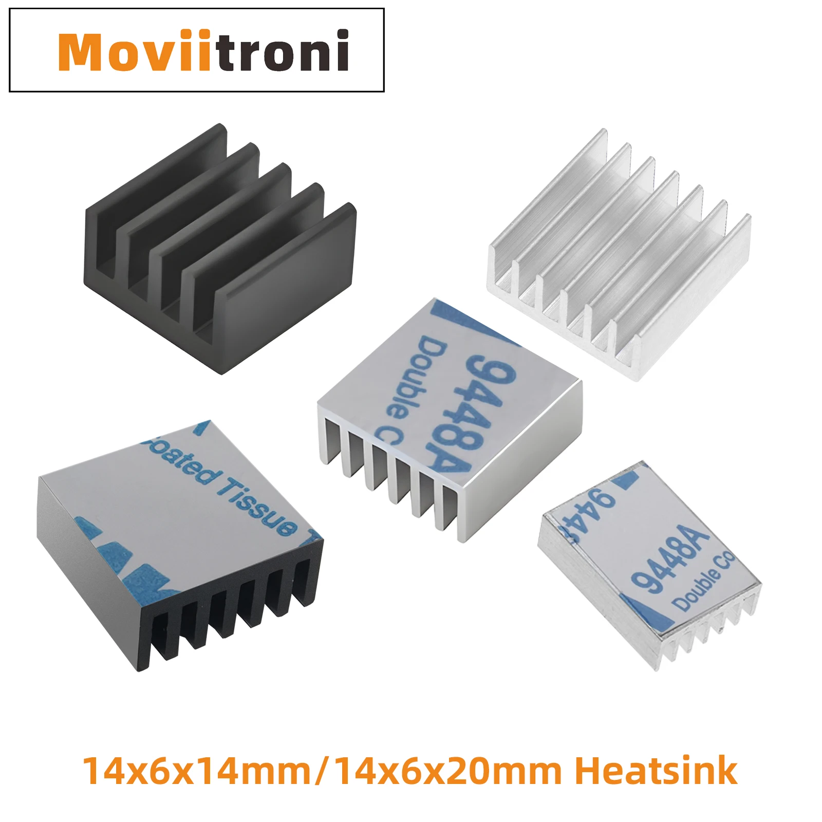 10pcs Aluminum Computer Cooler Radiator Heatsink 14x14x6mm Heat sink for Electronic Chip Heat dissipation Cooling Pads with Tape