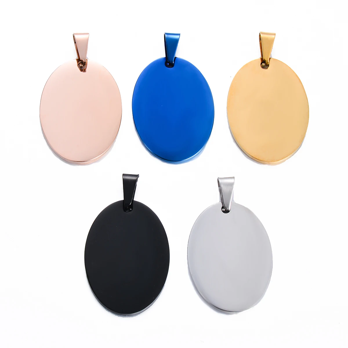 

5Pcs Unisex Jewelry Stainless Steel Oval Shape Dog Tags Pendant Necklace Jewelry