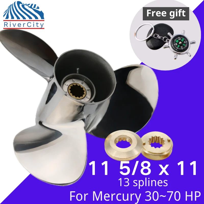 

Outboard Propeller 11 5/8x11 For Mercury 50hp 55hp 60hp Boat Motor Stainless Steel Screw Ship Marine Engine 3 Blade 13 Spline