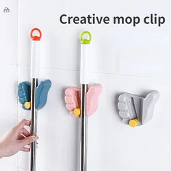 1/2pcs Wall Mounted Mop Holder Adjustable Household Adhesive Storage Broom Hanger Waterproof Mop Hook Racks for Kitchen Bathroom