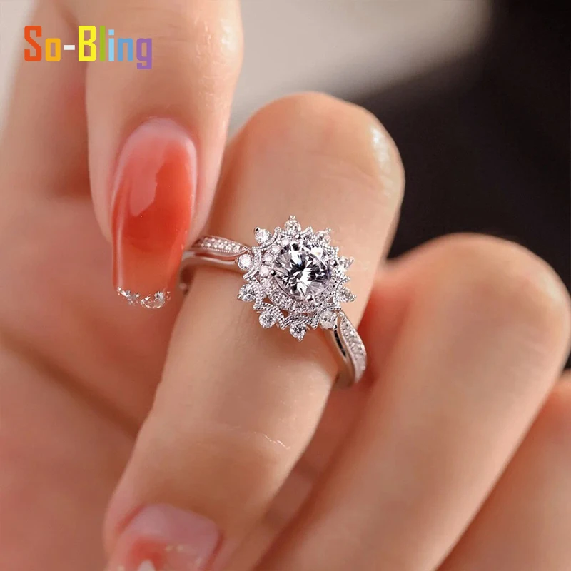 So-Bling 5 مللي متر مويسانيتي خاتم D VVS1 مع شهادة Gra 925 فضة المشاركة خاتم الزواج للنساء هدية مجوهرات #5