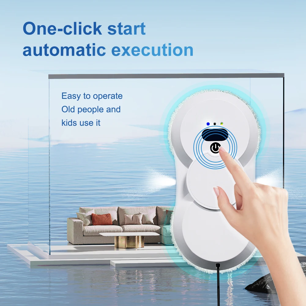 PuRuiKai robot aspirapolvere robot elettrico automatico per la pulizia delle finestre, con telecomando, spray automatico bidirezionale