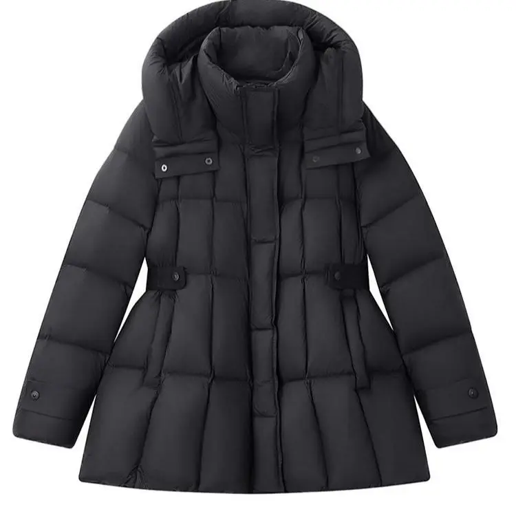 سترة نسائية جديدة موديل 2025 متوسطة الطول من القطن مع غطاء للرأس معطف شتوي سميك دافئ للنساء #1